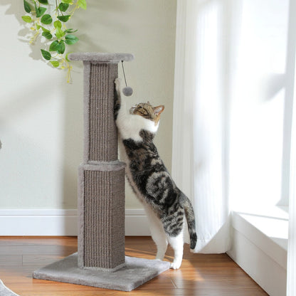 griffoir chat en sisal tressé gris 81 cm grand poteau pour chat avec jouet