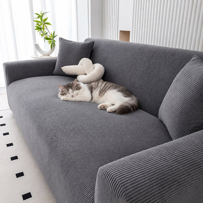 Housse de canapé chat extensible velours – Côtelia