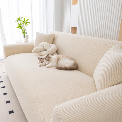 Housse de canapé chat extensible velours – Côtelia