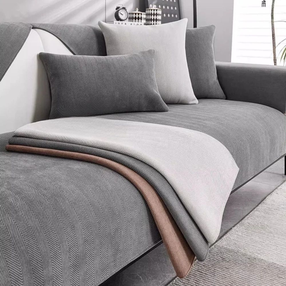 Housse de canapé en chenille - Antidérapant et Anti-Griffe