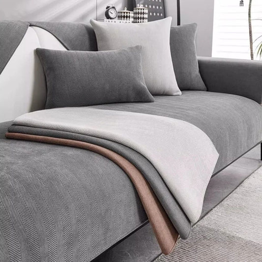 Housse de canapé en chenille - Antidérapant et Anti-Griffe