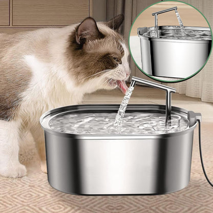 Fontaine à eau pour chat - ROJECO 3,2 L en acier inoxydable