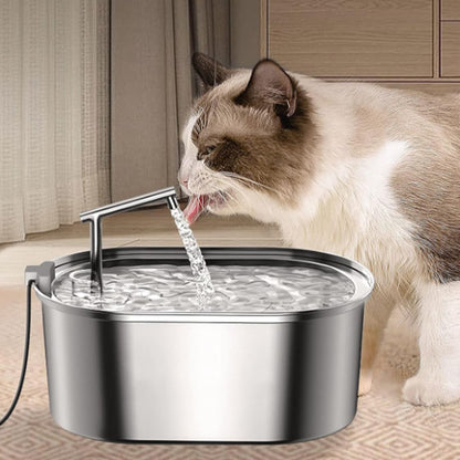 Fontaine à eau pour chat - ROJECO 3,2 L en acier inoxydable