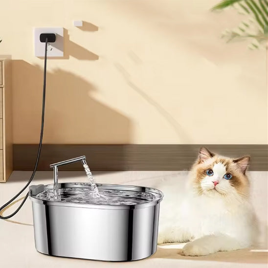 Fontaine à eau pour chat - ROJECO 3,2 L en acier inoxydable