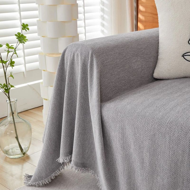 protection canapé chat chenille gris elegant large anti-poils