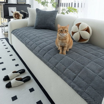 protection canapé chat gris polaire matelassée antidérapant anti griffures et poils