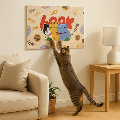 tapis griffoir mural pour chat pièce essentielle d'un foyer élégant illustrant un chat jouant avec une toile décorative offrant un espace de griffade intégré à votre intérieur